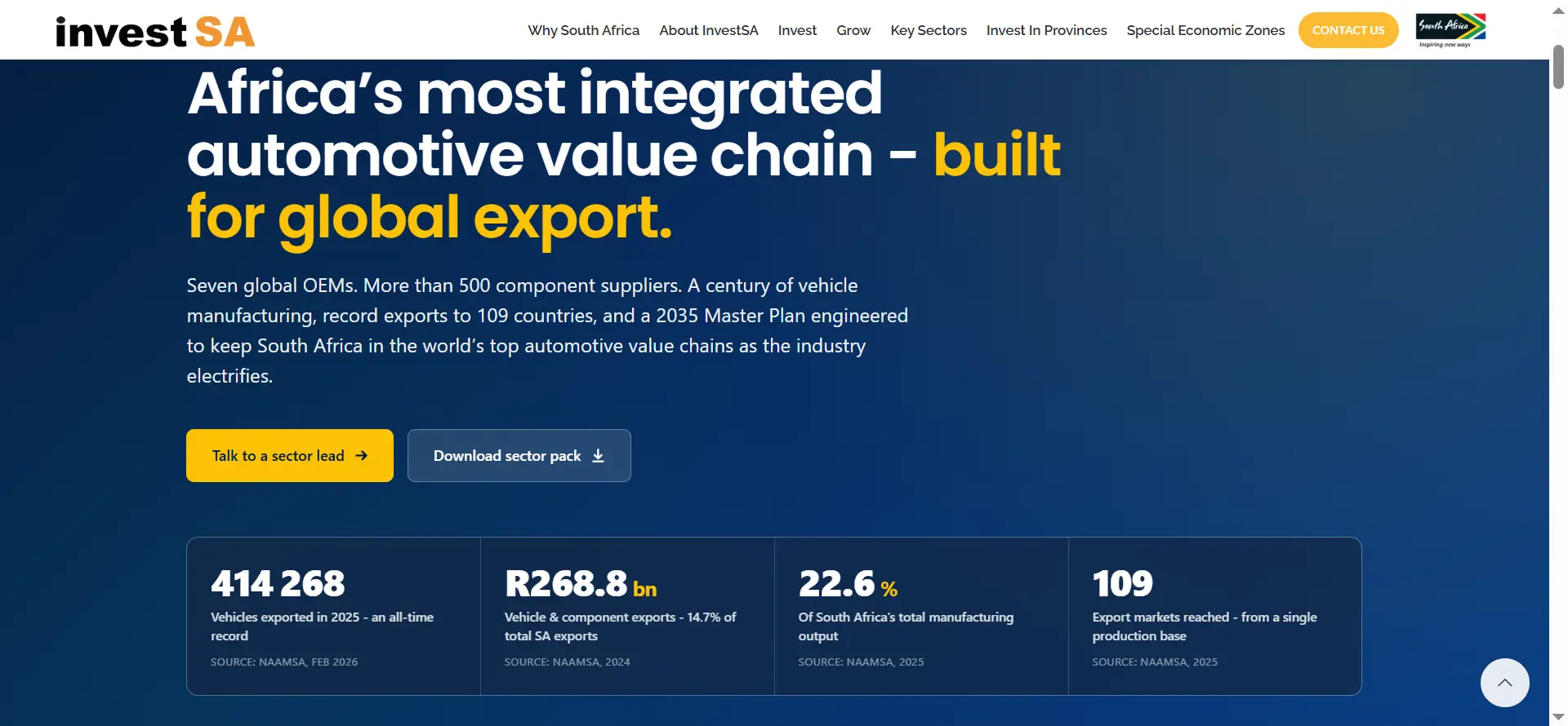 InvestSA 南非汽车及零部件产业价值链数据截图
